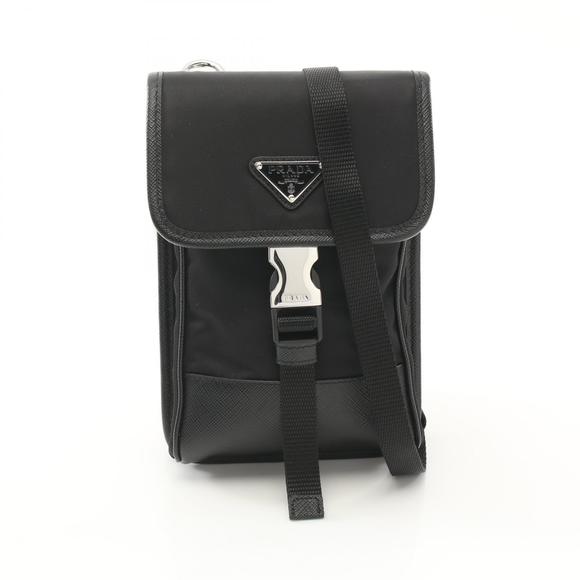 Prada Tessuto Saffiano Shoulder Bag Nylon Saffiano Leather Black - Picture 1 of 6